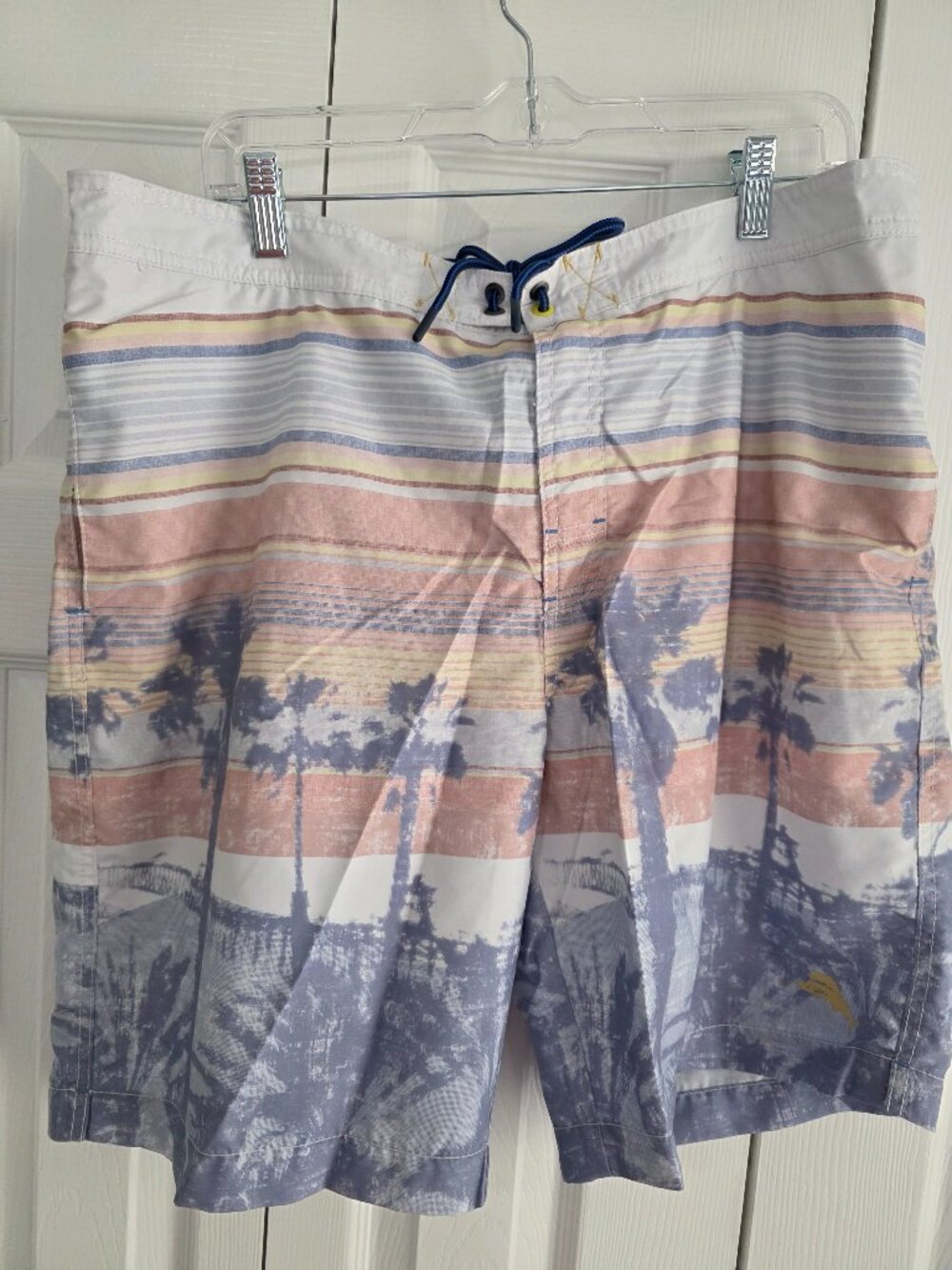 Tommy Bahama Men’s XL Swim Trunks Palm Tree Sunset Striped Board Shorts
